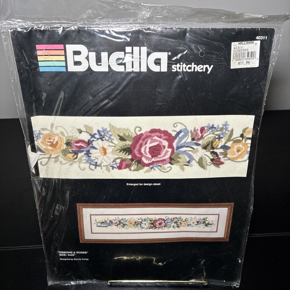 Bucilla Other - Vintage Ribbons Roses Flowers Crewel Embroidery Kit SEALED Floral Long 4x22 Inch